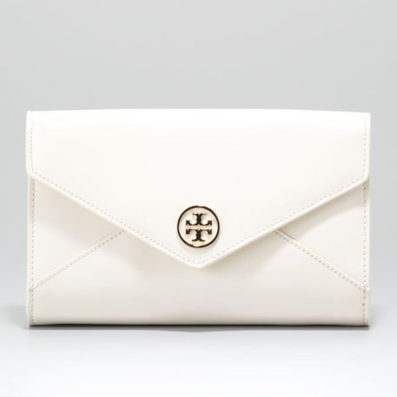 Tory Burch Handbags - Tory Burch ivory patent envelope clutch
